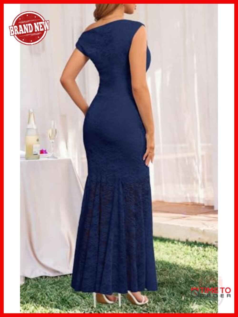 MITILLY Off Shoulder Bodycon Maxi Dress Lace Wedding Guest Cocktail - Picture 3 of 5